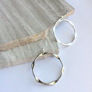 Medium Shiny Silver Hoop Earrings